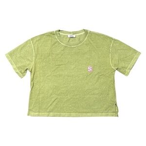 Sandro Patrick Relaxed Pigment Dyed Green Embroidered T Shirt Womens 2
